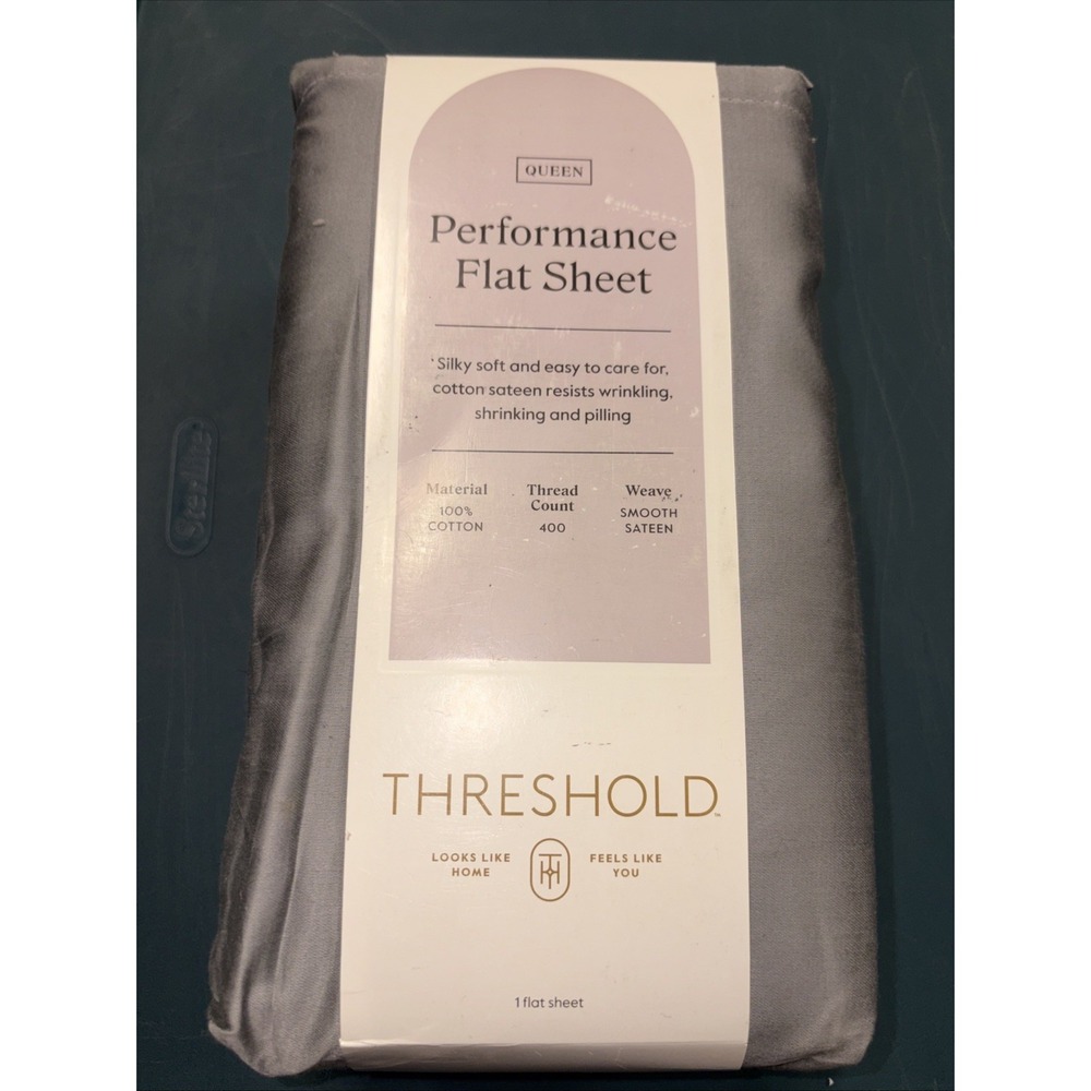 Queen 400‎ Thread Count Performance Flat Sheet Classic Gray - Threshold: Cotton